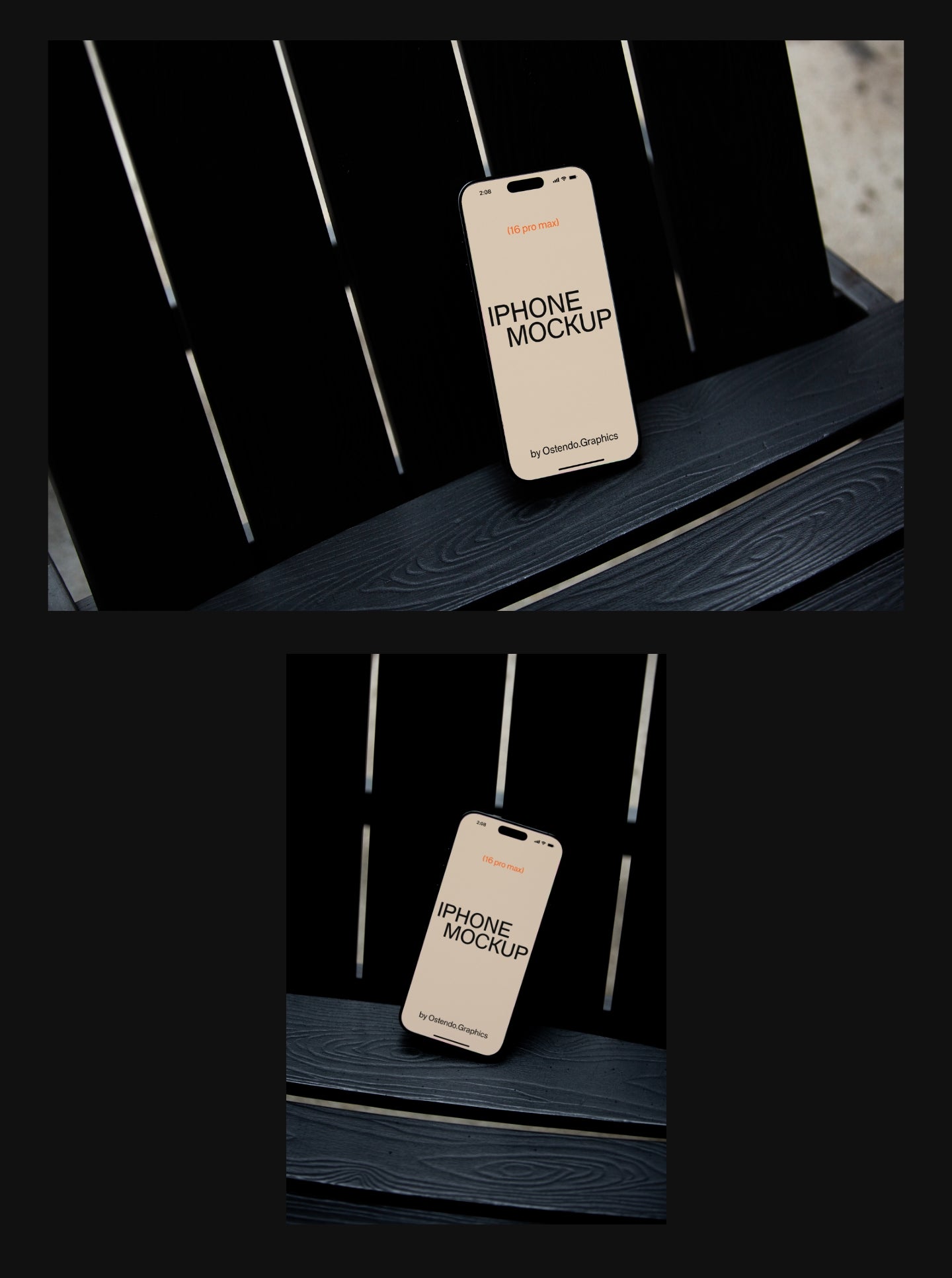 DD16-17 iPhone 16 Pro Max Mockup on Black Chair
