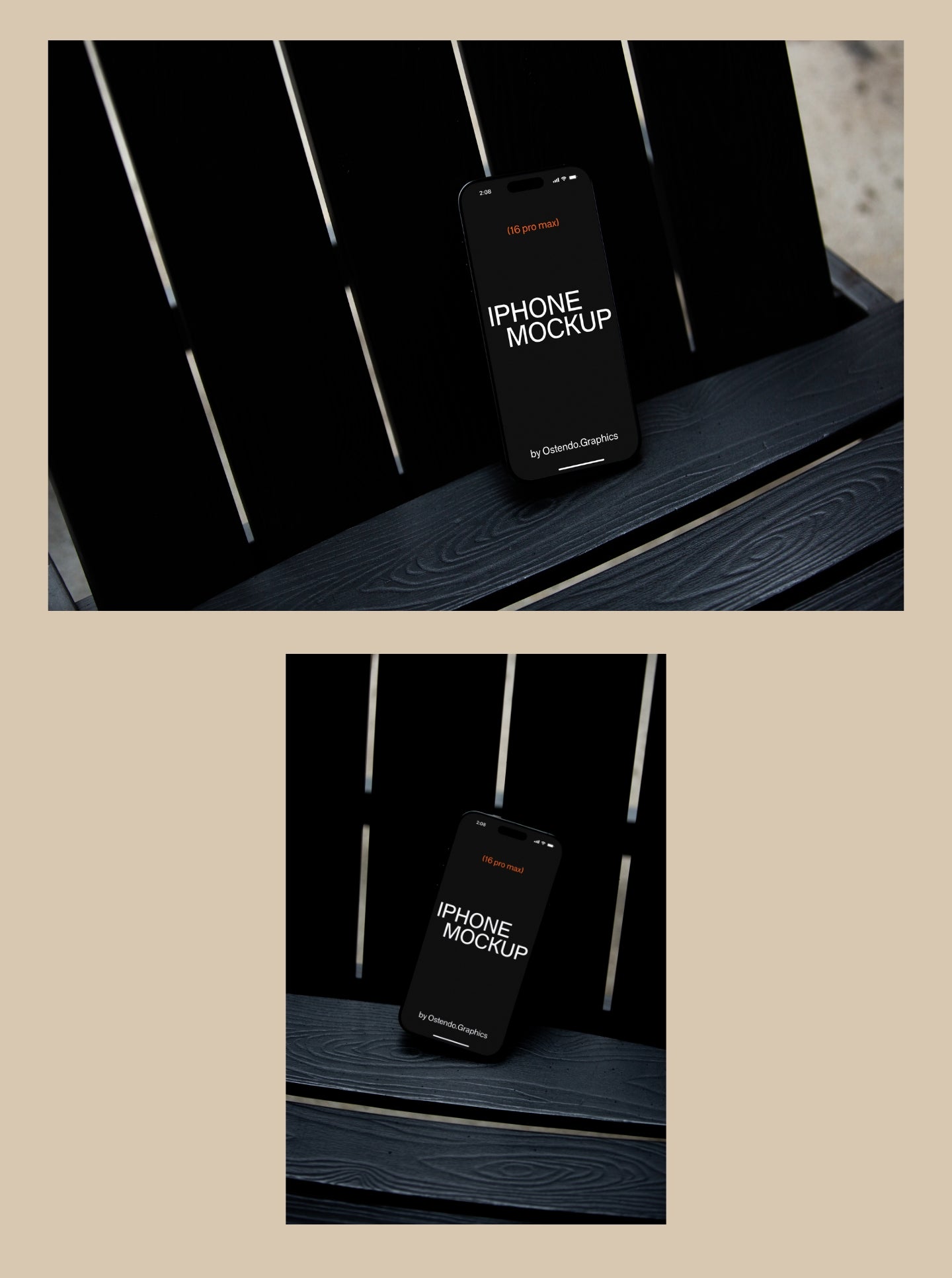 DD16-17 iPhone 16 Pro Max Mockup on Black Chair