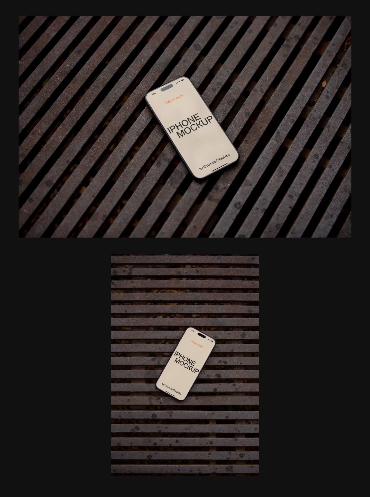 DD21-22 iPhone 16 Pro Max Mockup on Rain Grate