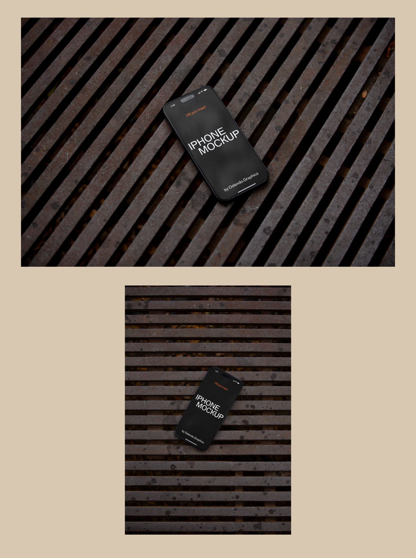 DD21-22 iPhone 16 Pro Max Mockup on Rain Grate