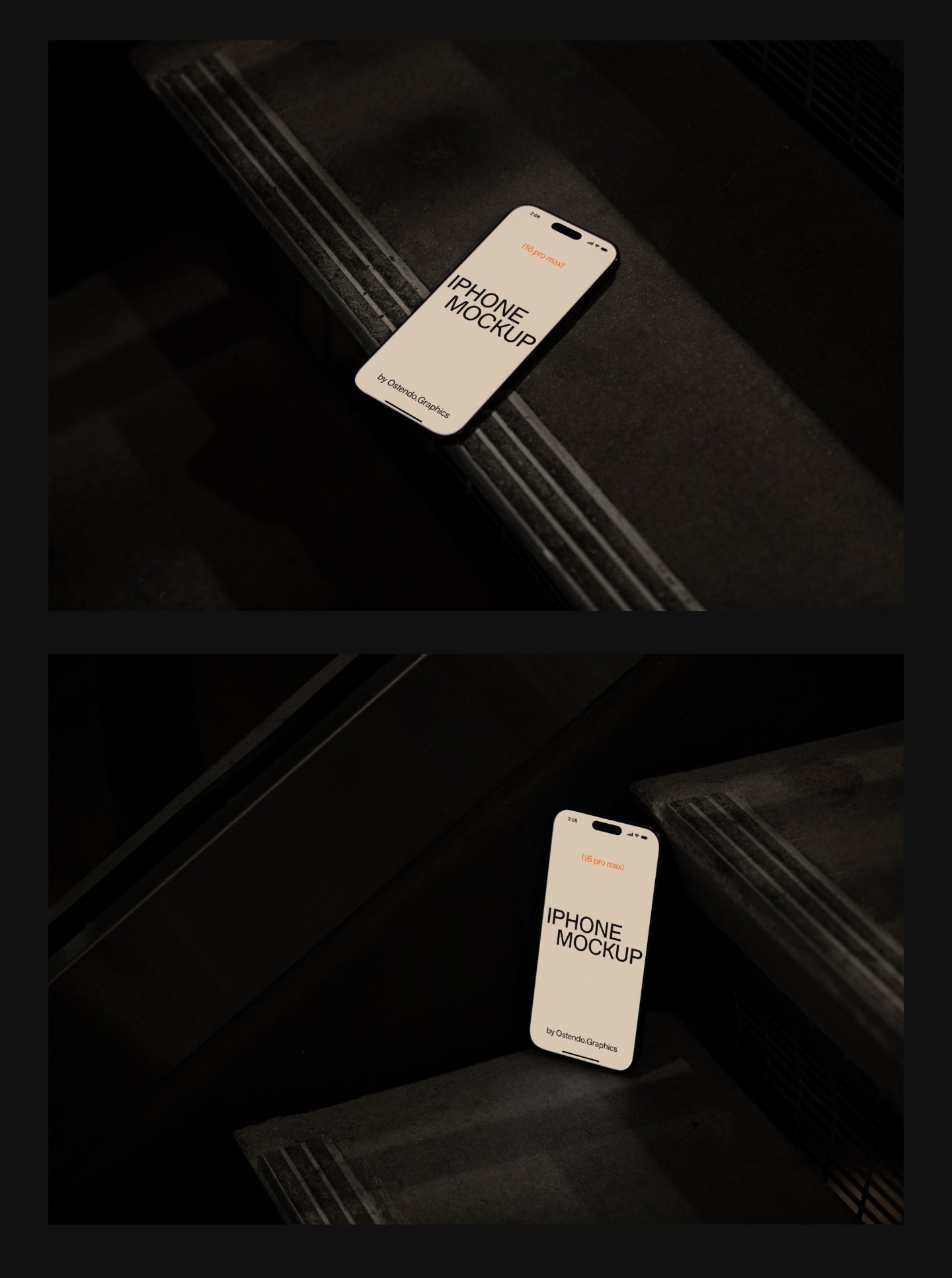 DD27-28 iPhone 16 Pro Max Mockup Photographed on Stairs