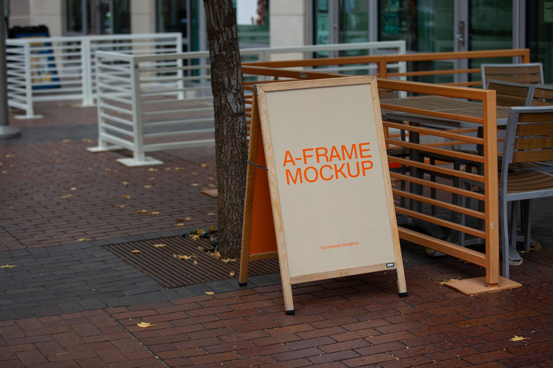 AF4 A-Frame Restaurant, Cafe, and Street Sign Mockup