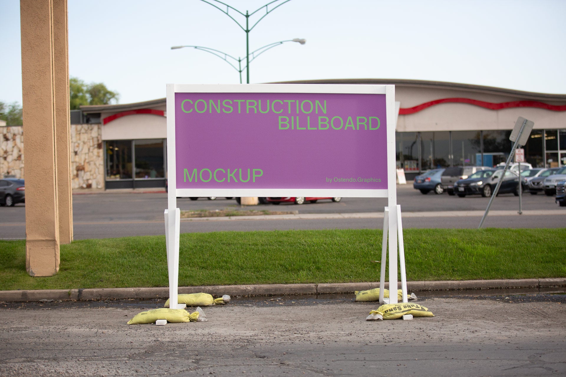BI8 Outdoor Construction Billboard Mockup Small Town