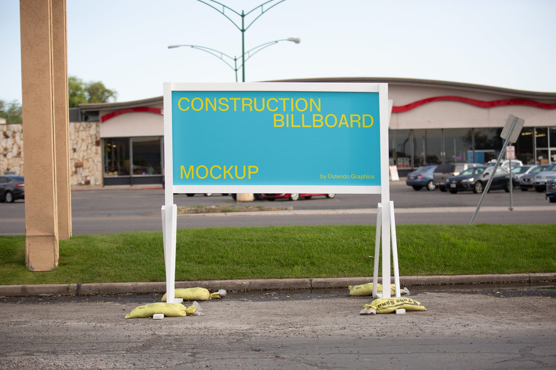 BI8 Outdoor Construction Billboard Mockup Small Town