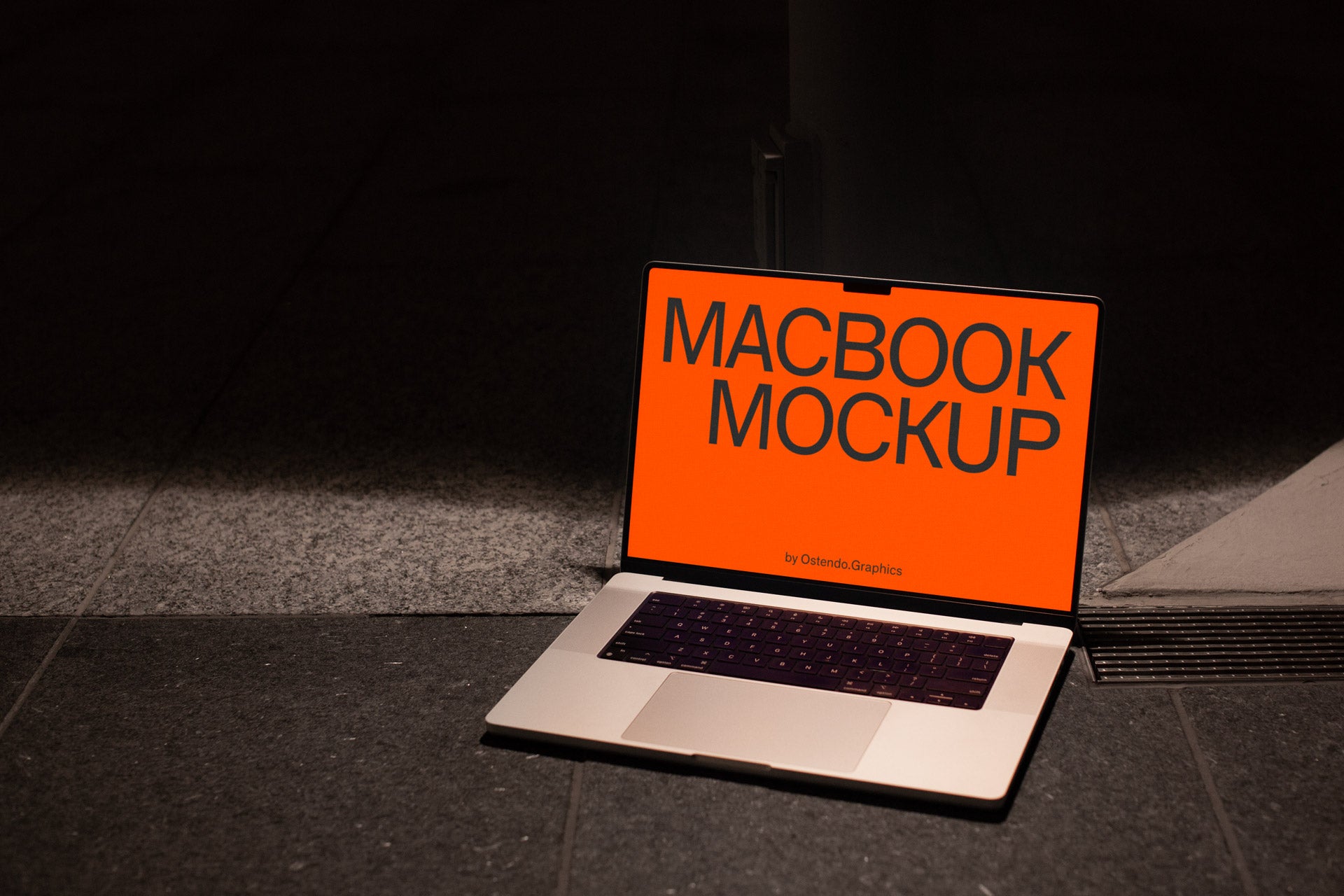 DD13 Apple Macbook Pro Mockup Under Streetlight