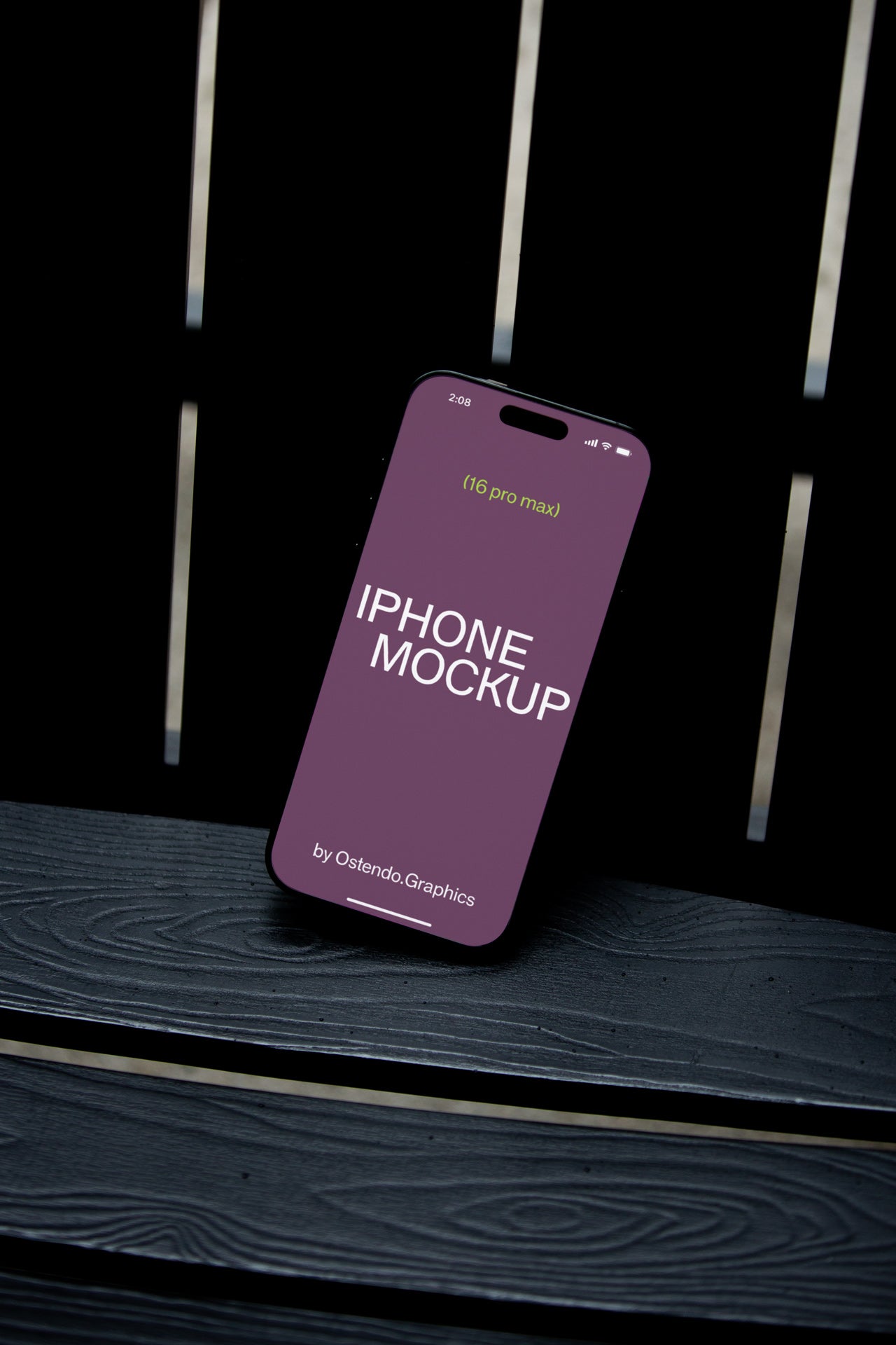 DD16-17 iPhone 16 Pro Max Mockup on Black Chair