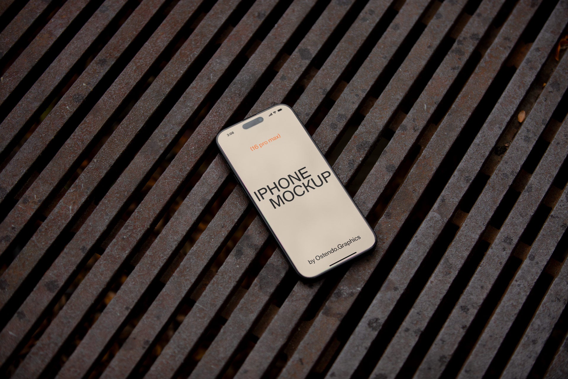 DD21-22 iPhone 16 Pro Max Mockup on Rain Grate