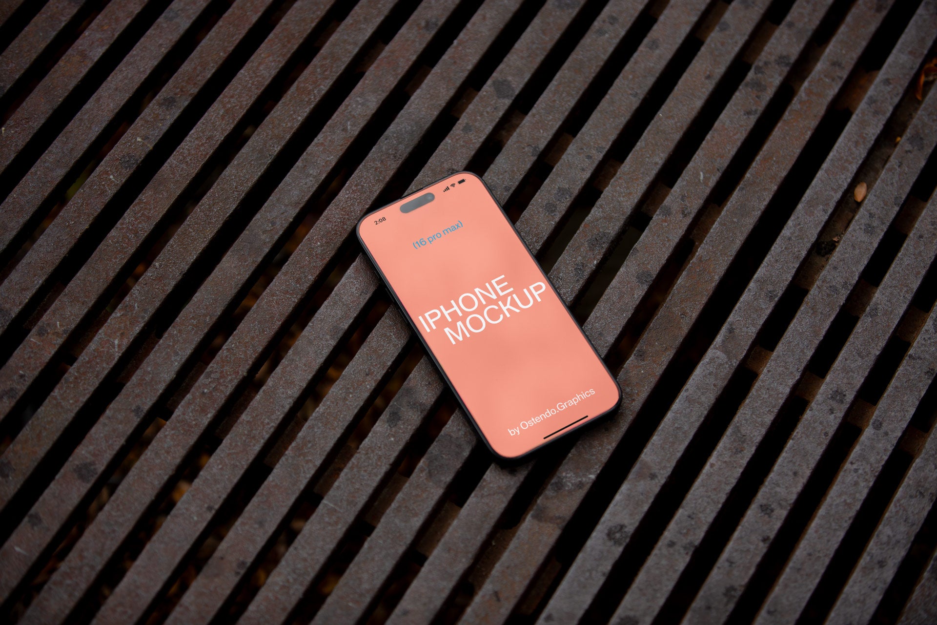 DD21-22 iPhone 16 Pro Max Mockup on Rain Grate