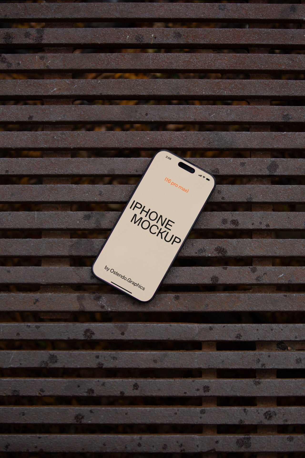 DD21-22 iPhone 16 Pro Max Mockup on Rain Grate