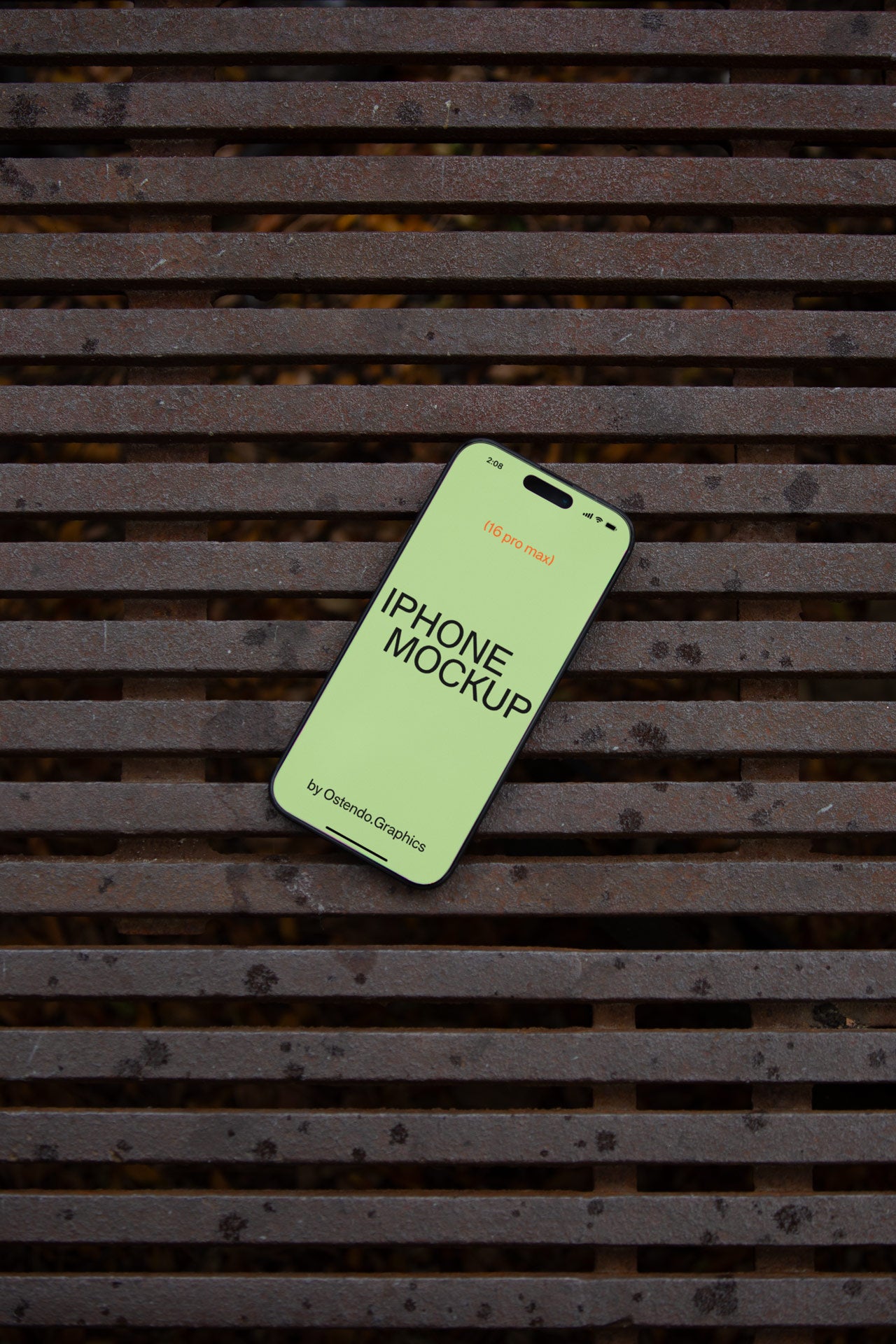 DD21-22 iPhone 16 Pro Max Mockup on Rain Grate