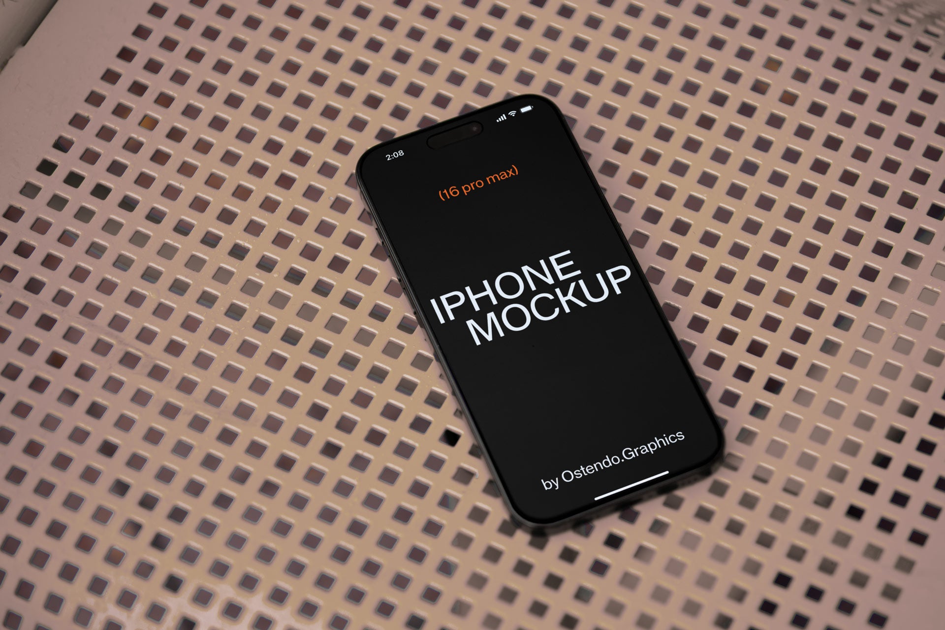 DD23 iPhone 16 Pro Max Mockup on Gridded Backdrop