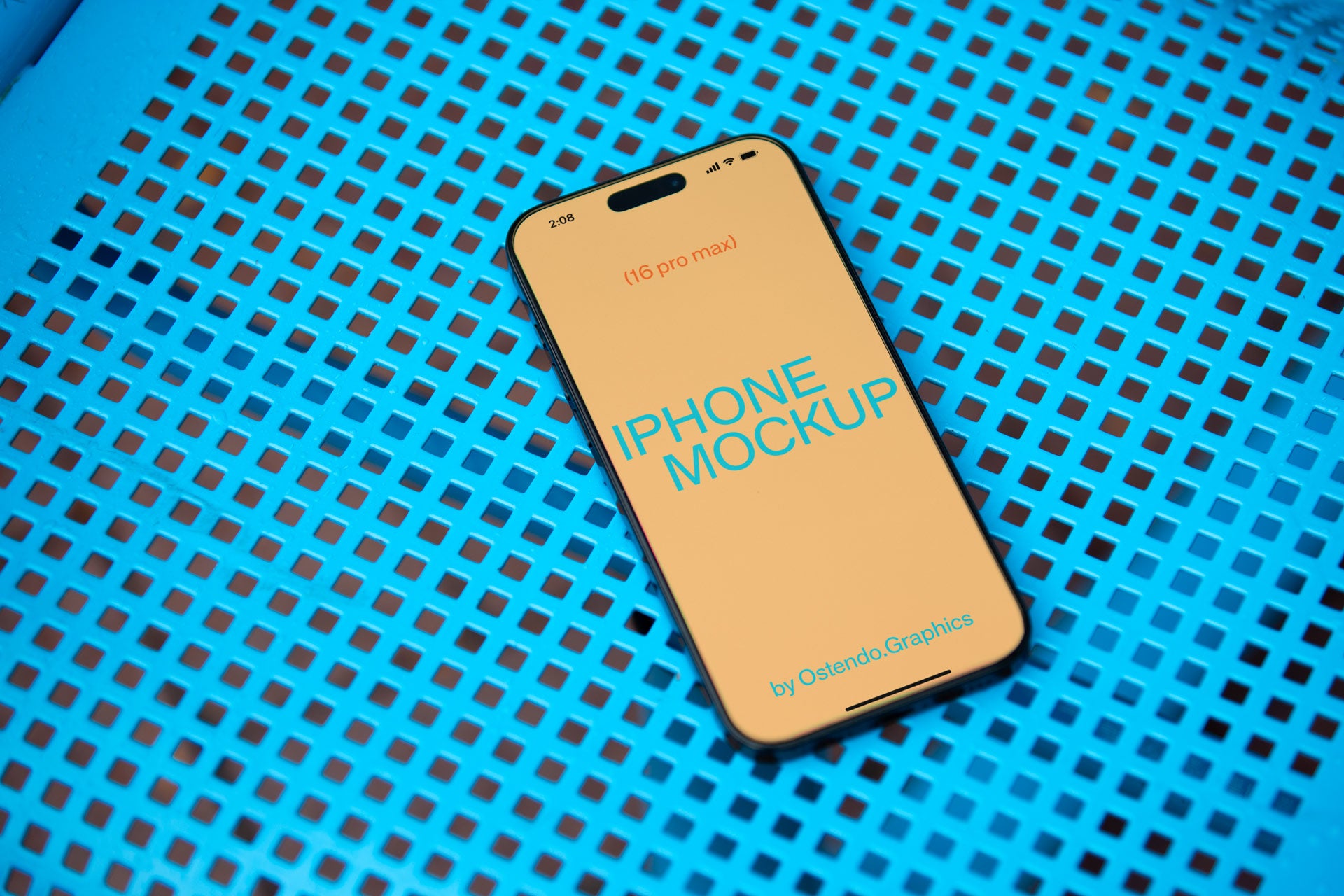 DD23 iPhone 16 Pro Max Mockup on Gridded Backdrop