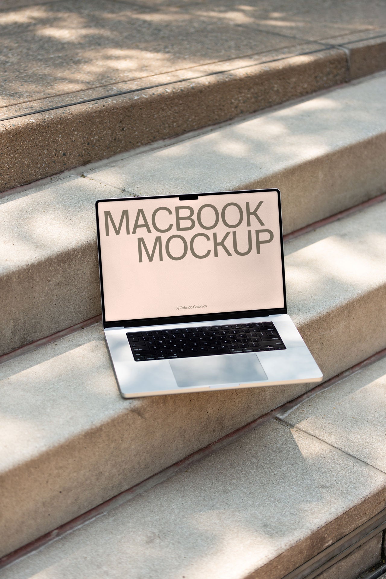 DD46 Macbook Pro Mockup on Urban Stone Steps