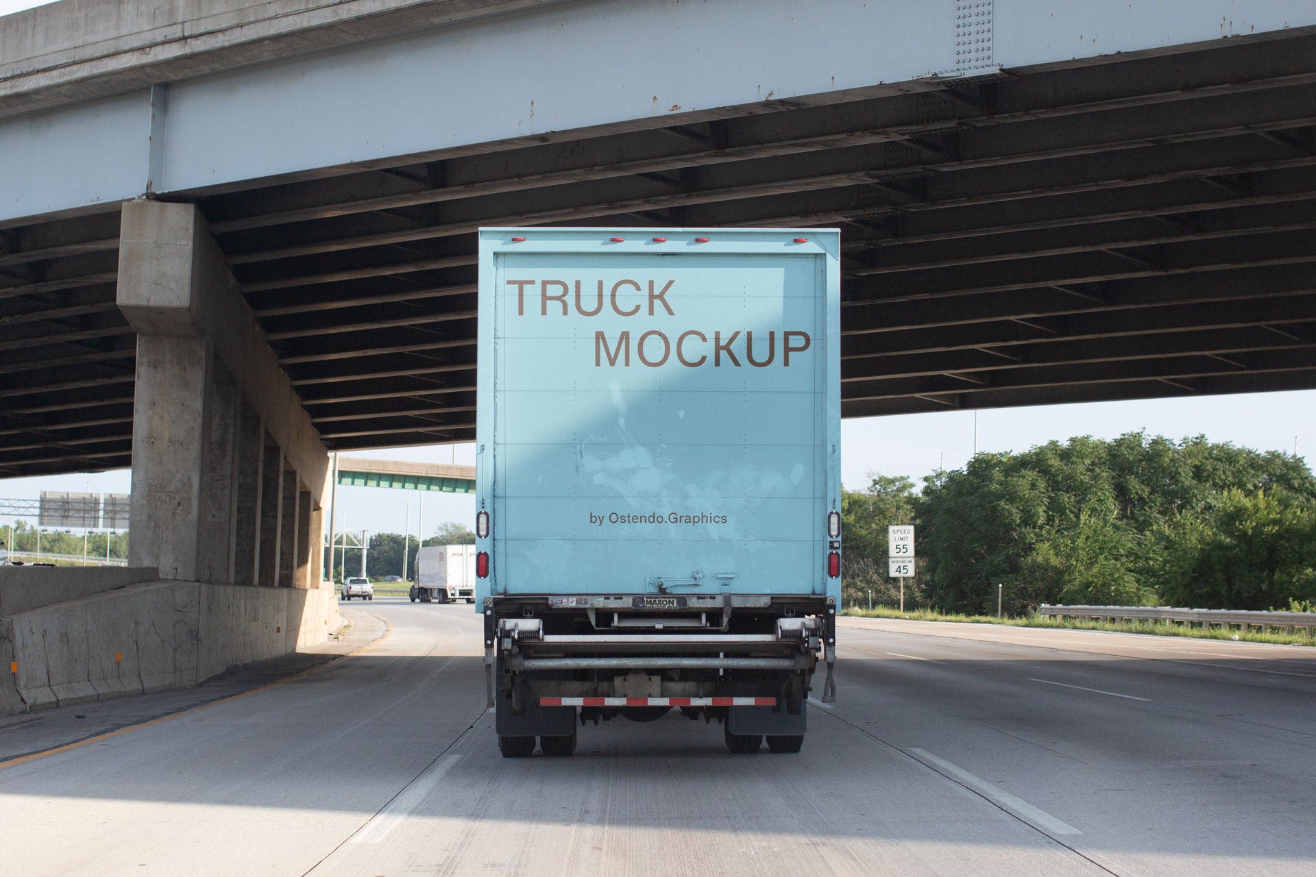 VH2 Vehicle Truck Back Mockup on a Highway