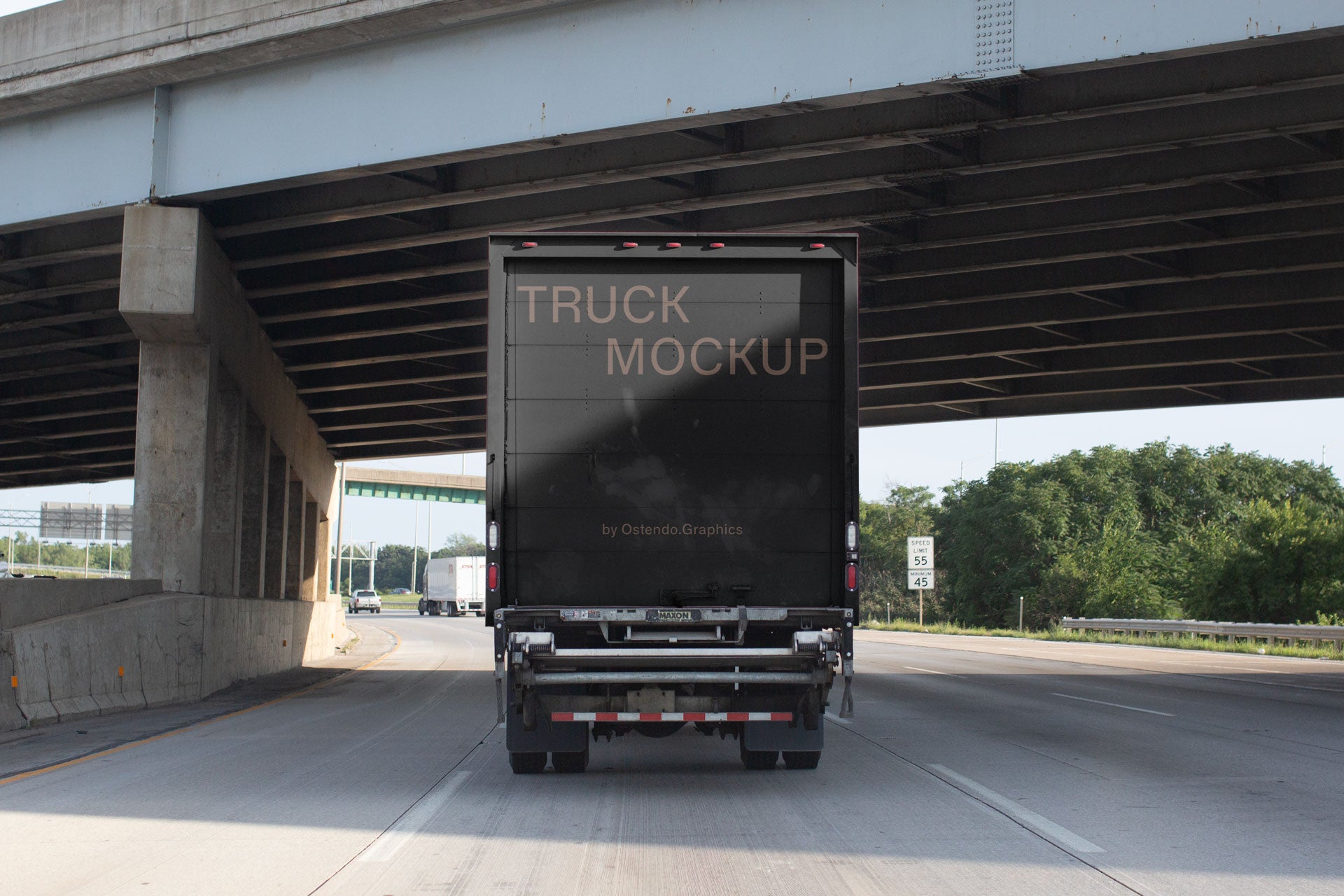 VH2 Vehicle Truck Back Mockup on a Highway