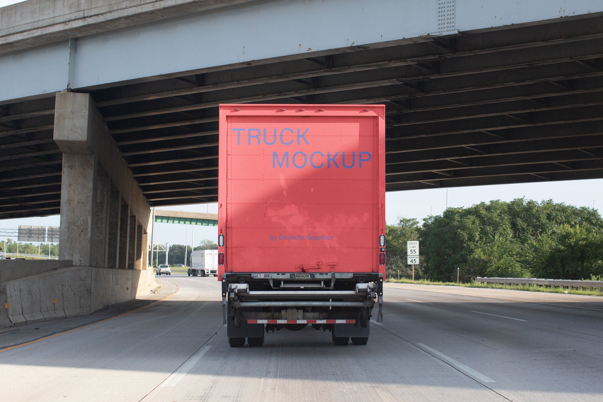 VH2 Vehicle Truck Back Mockup on a Highway