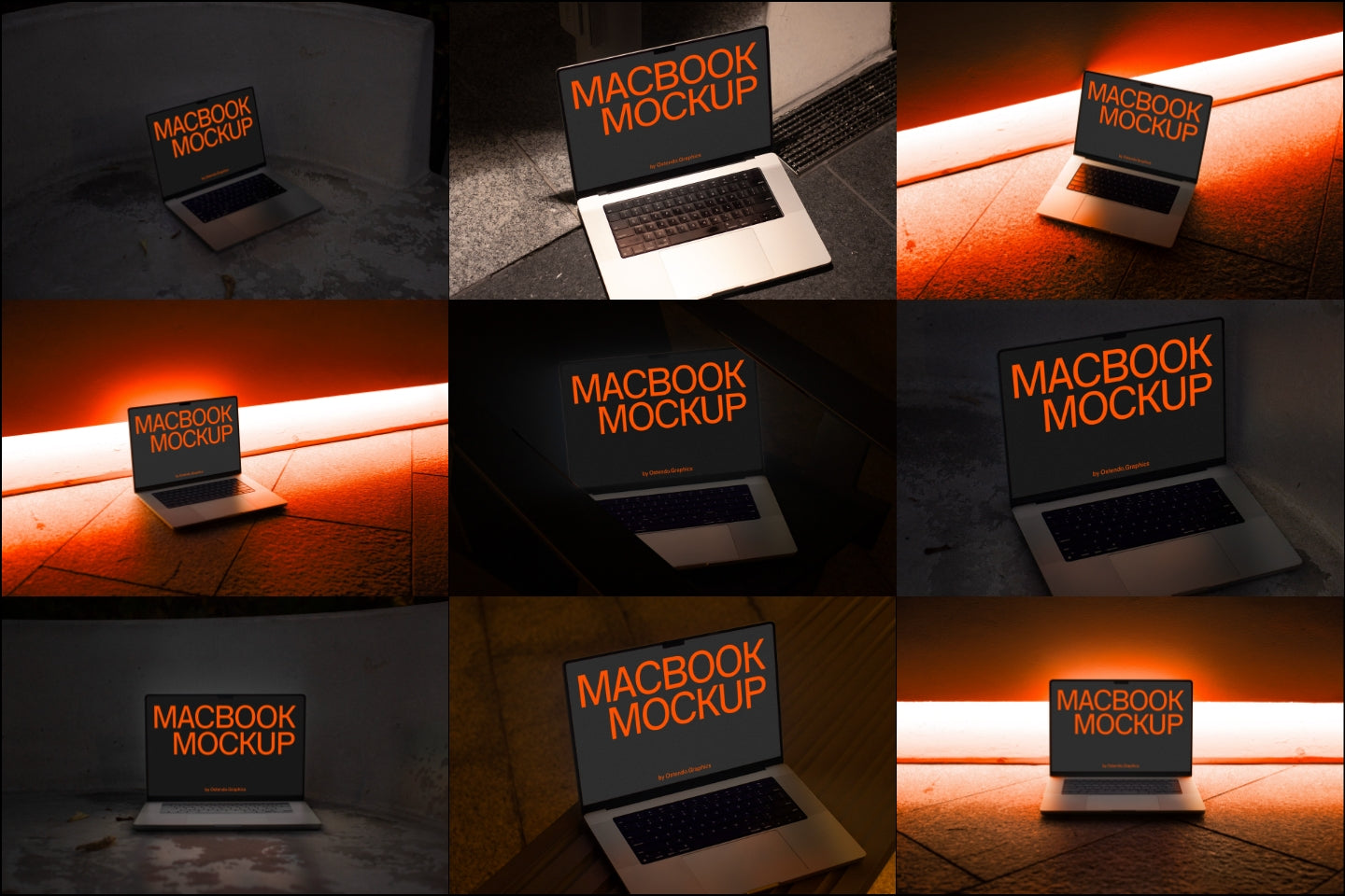 B-DD-V1 (12 MacBook Pro Mockups at Night)