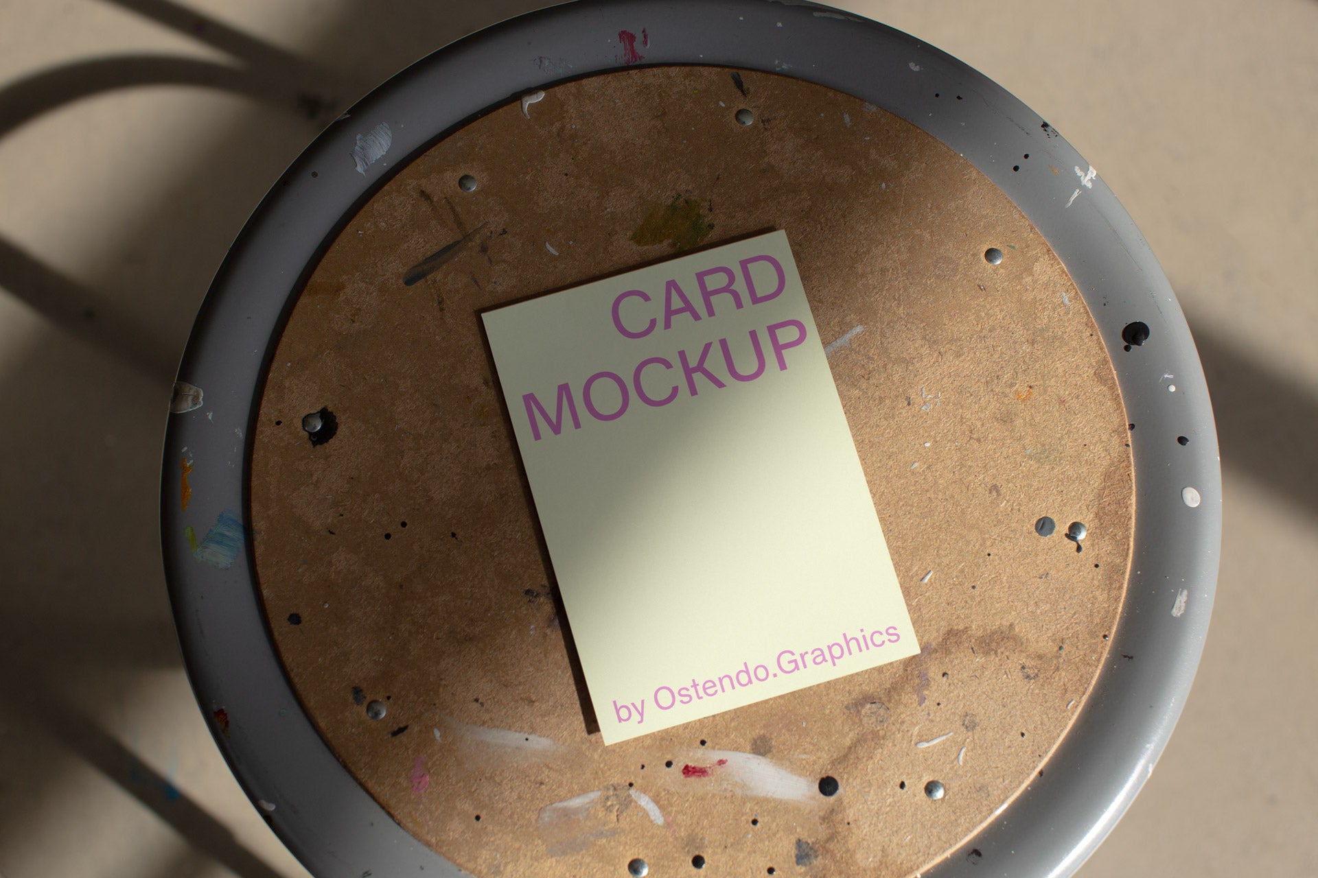 CA2 Card Photographic Mockup A7 5×7" on an Art Stool