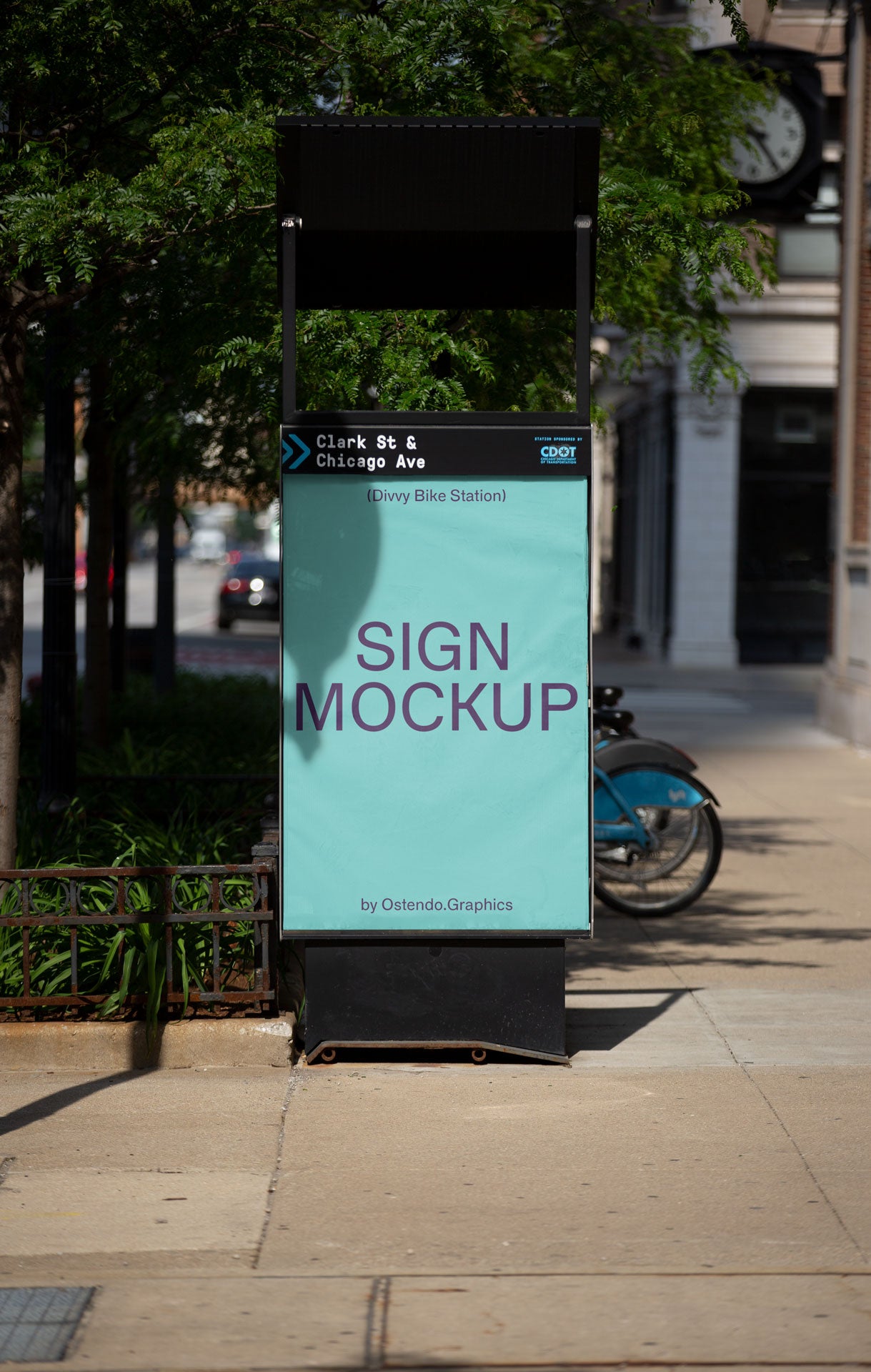 SI10–12 Divvy Bike Stand  Bundle — Daytime Billboard Mockups