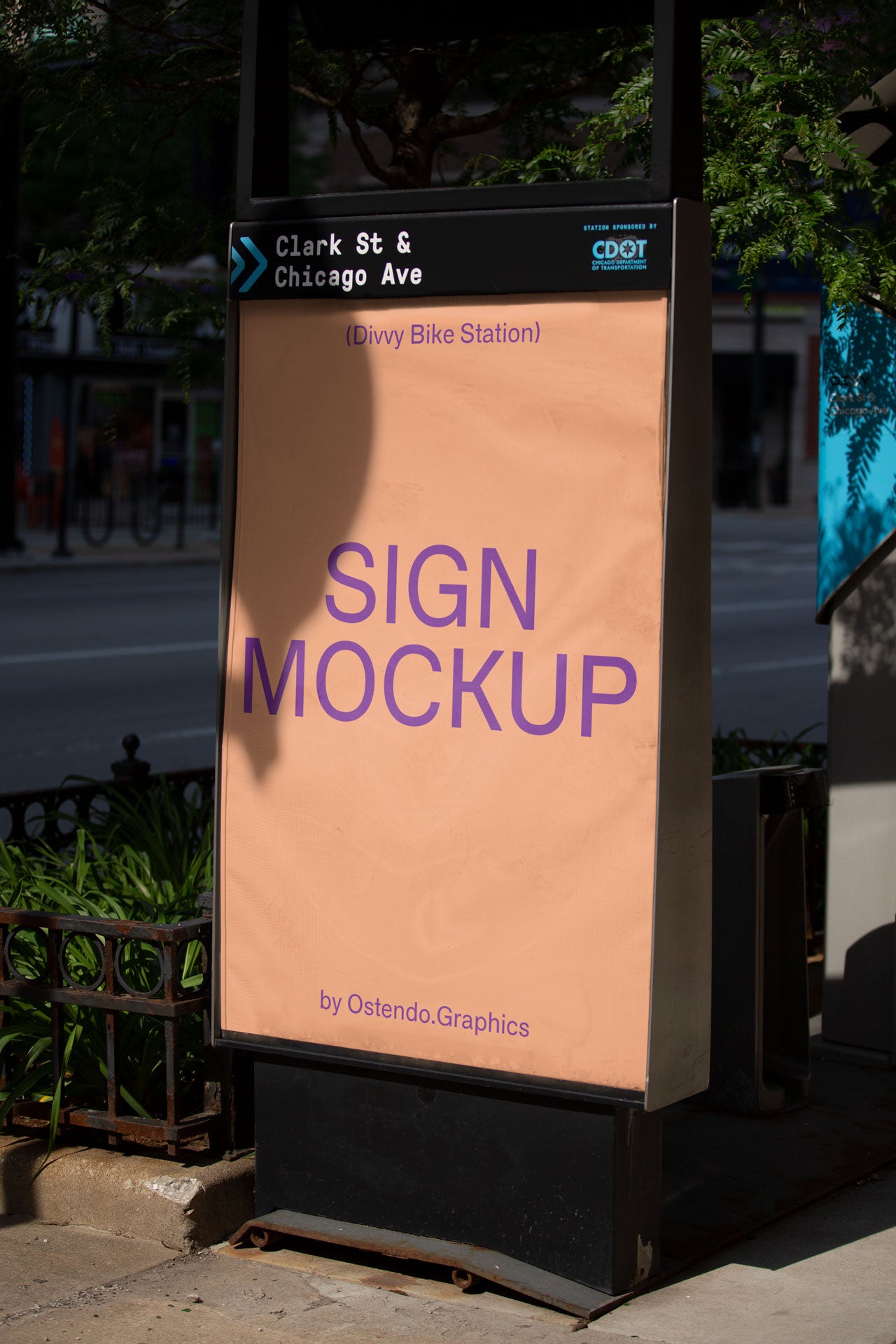 SI10–12 Divvy Bike Stand  Bundle — Daytime Billboard Mockups
