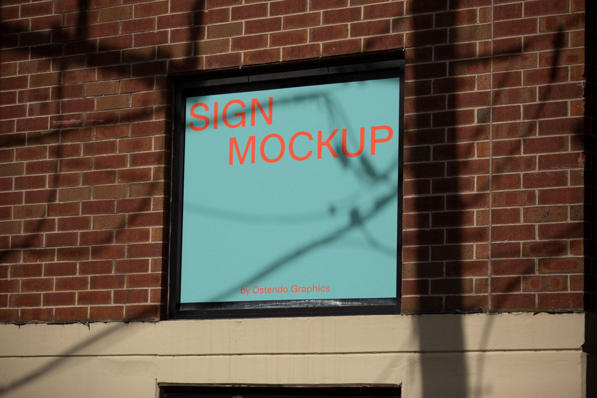 SI13 Brick Sign Mockup with Shadows Daytime