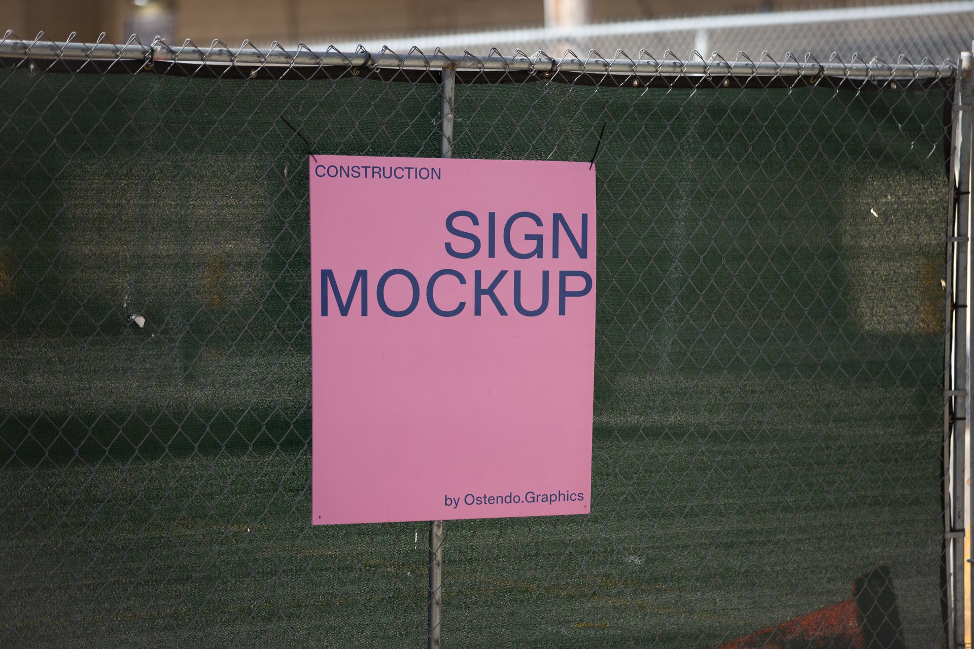 SI9 Urban Construction Sign Mockup Daytime