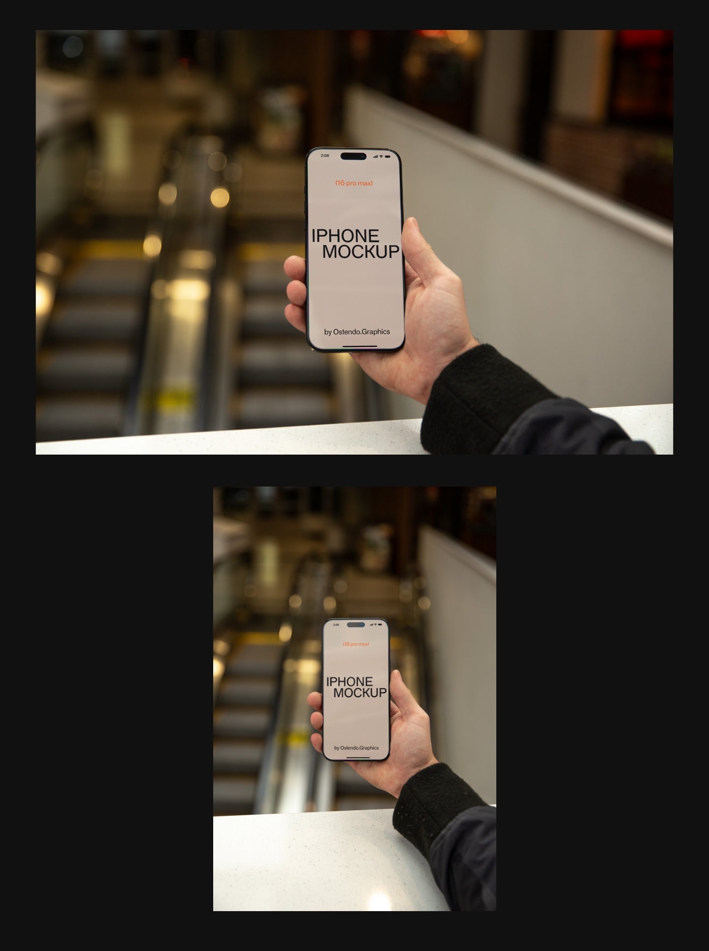 DD33-34 iPhone Mockup Photographed on In Hand at a Mall/Store