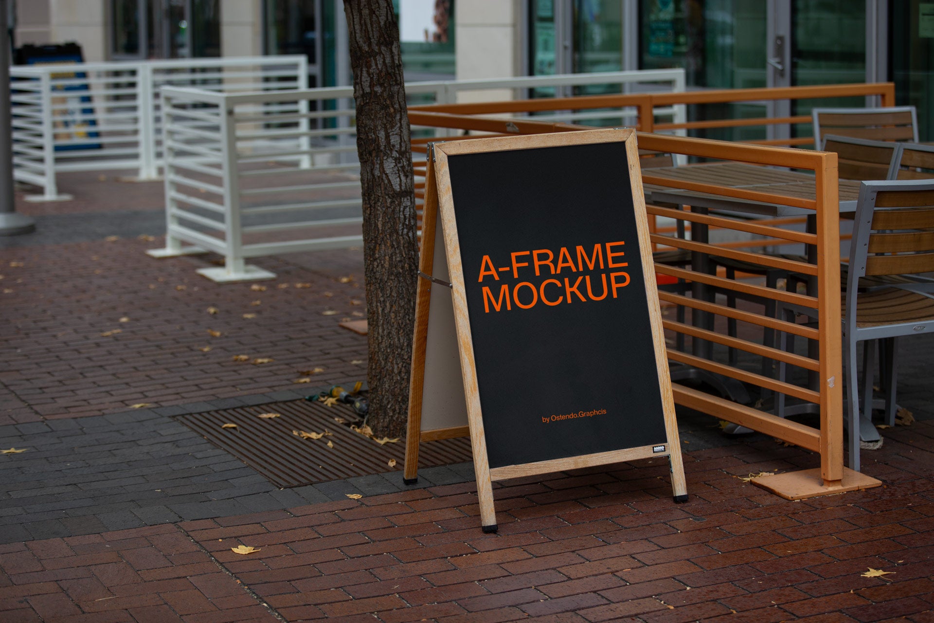 AF4 A-Frame Restaurant, Cafe, and Street Sign Mockup