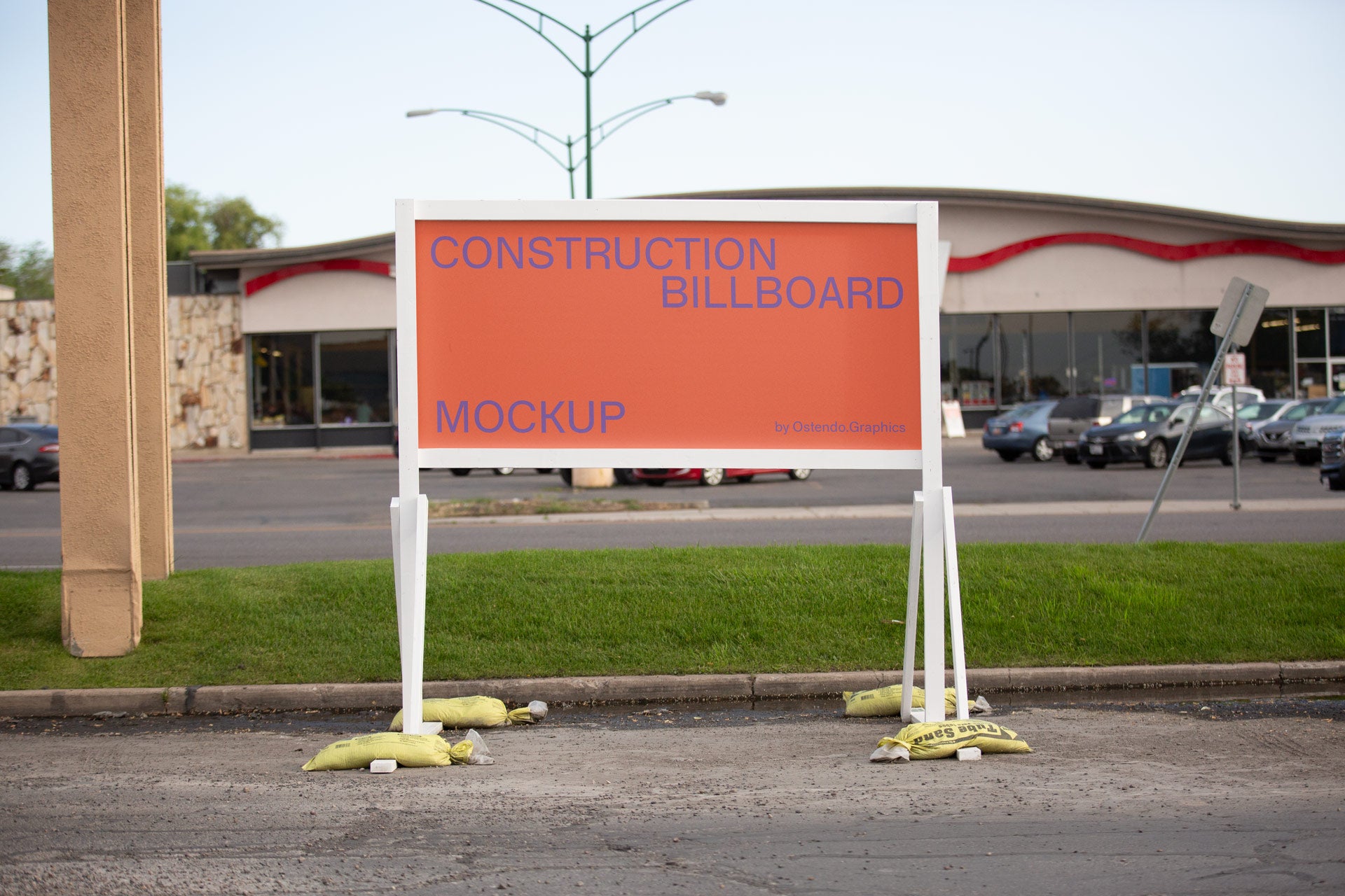 BI8 Outdoor Construction Billboard Mockup Small Town