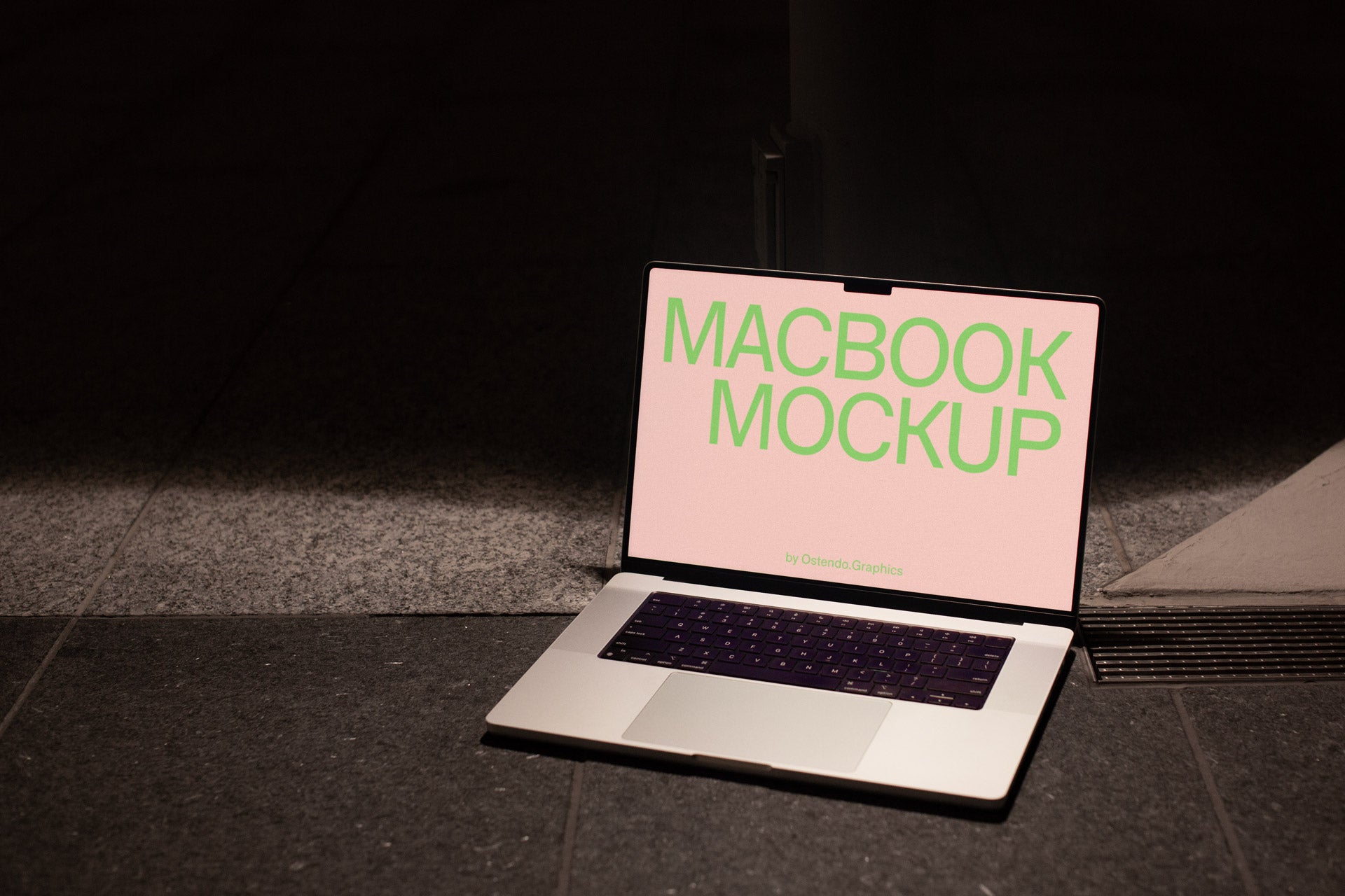 DD13 Apple Macbook Pro Mockup Under Streetlight