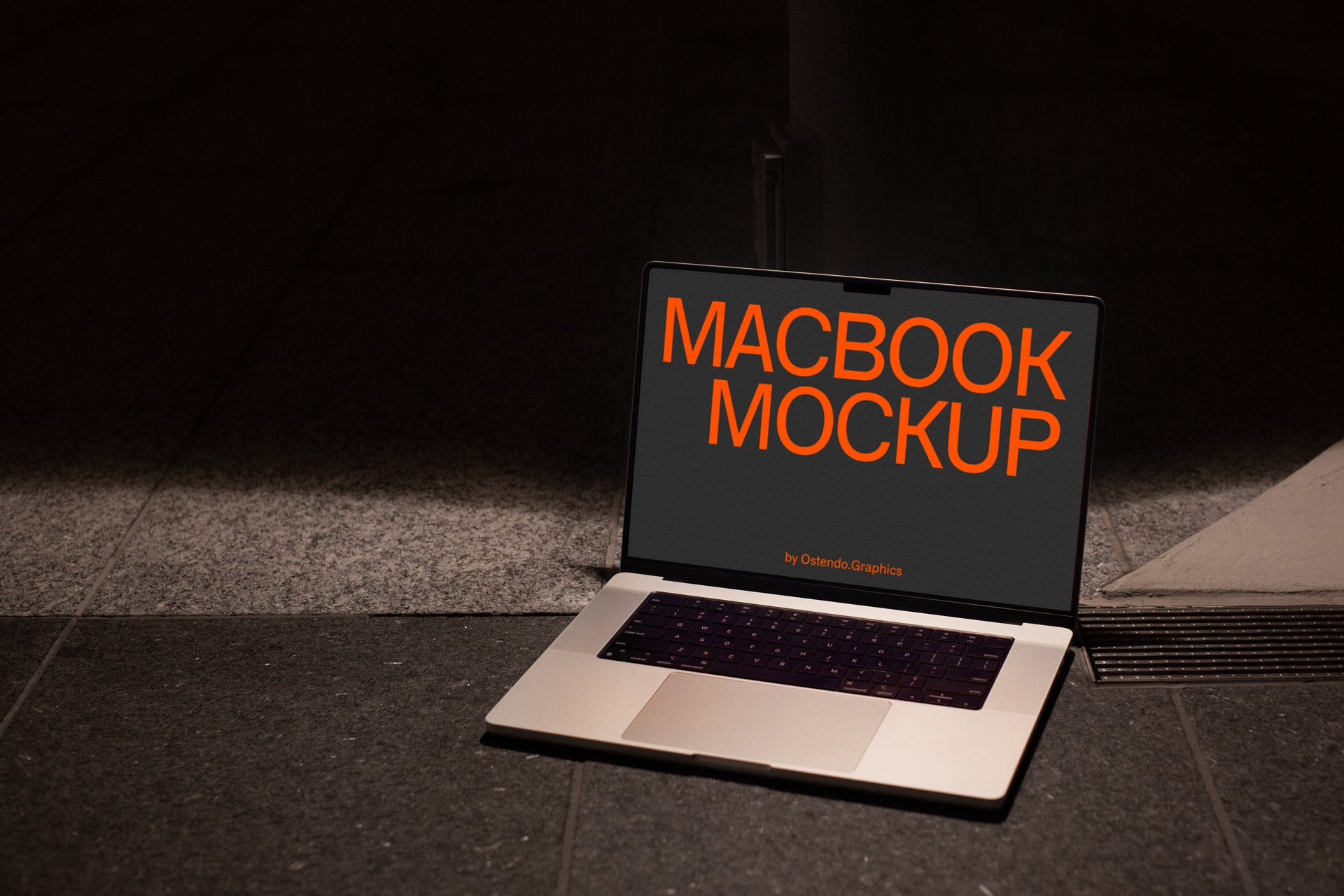 DD13 Apple Macbook Pro Mockup Under Streetlight