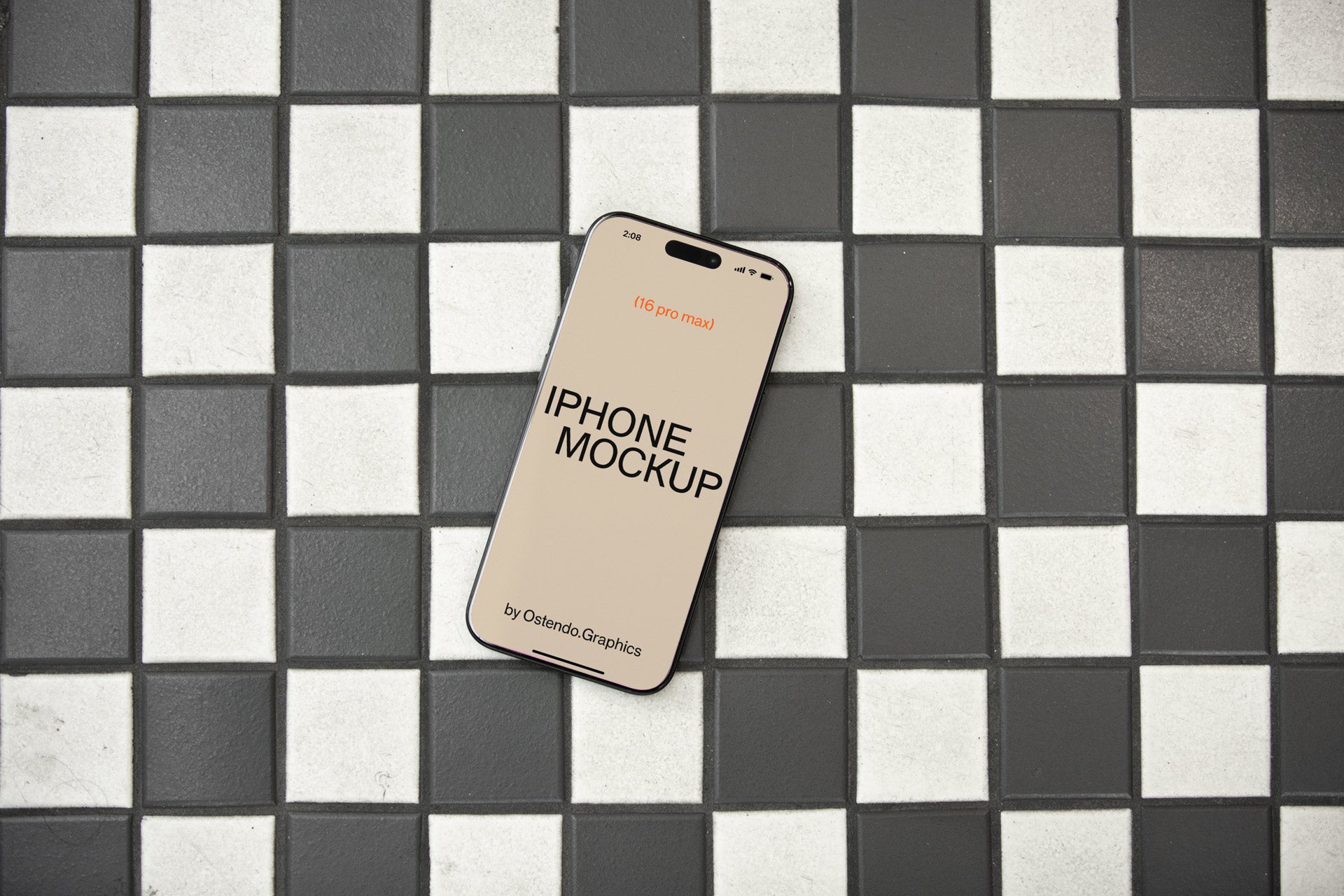 DD29 iPhone 16 Pro Max Mockup on a Checkered Background