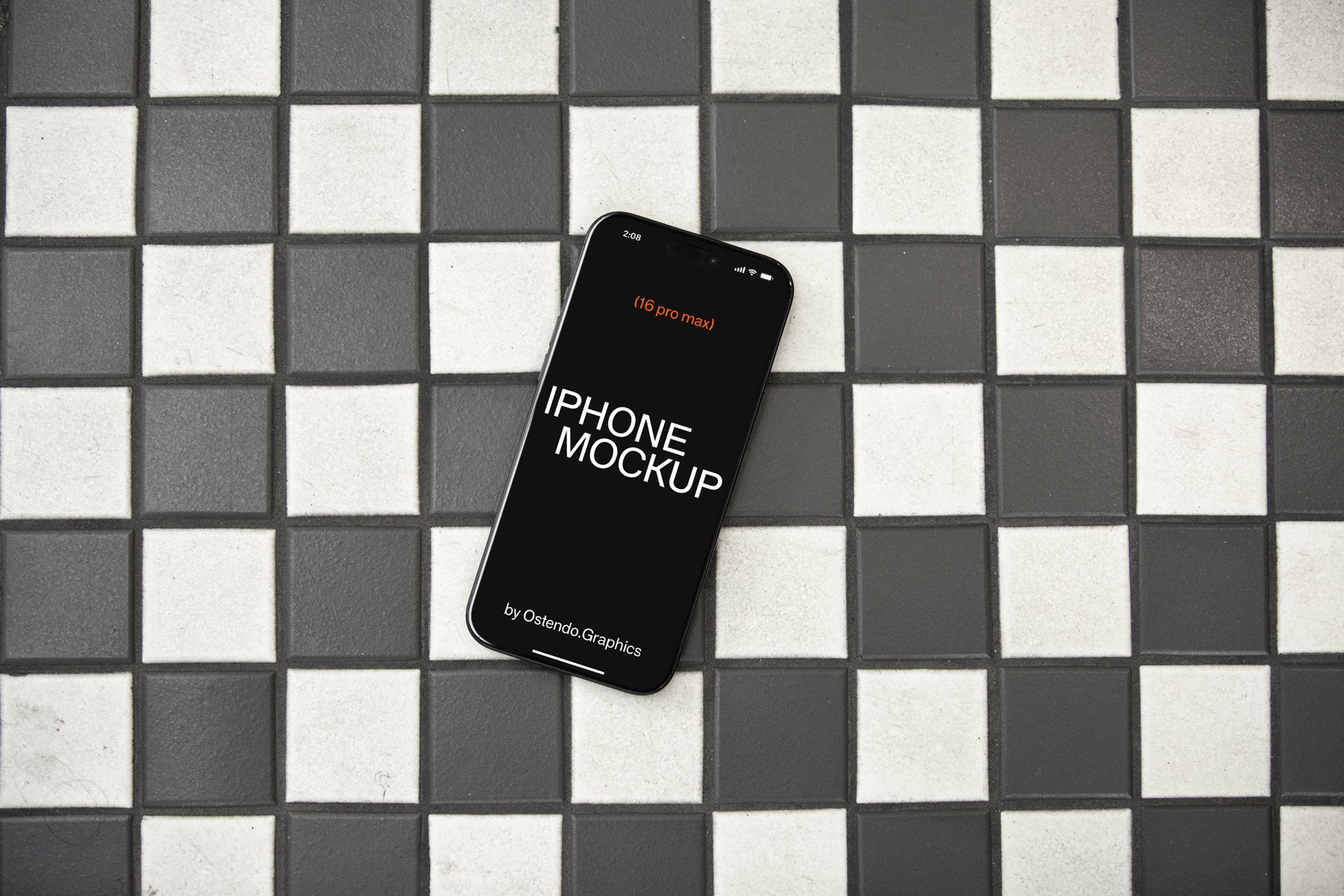 DD29 iPhone 16 Pro Max Mockup on a Checkered Background