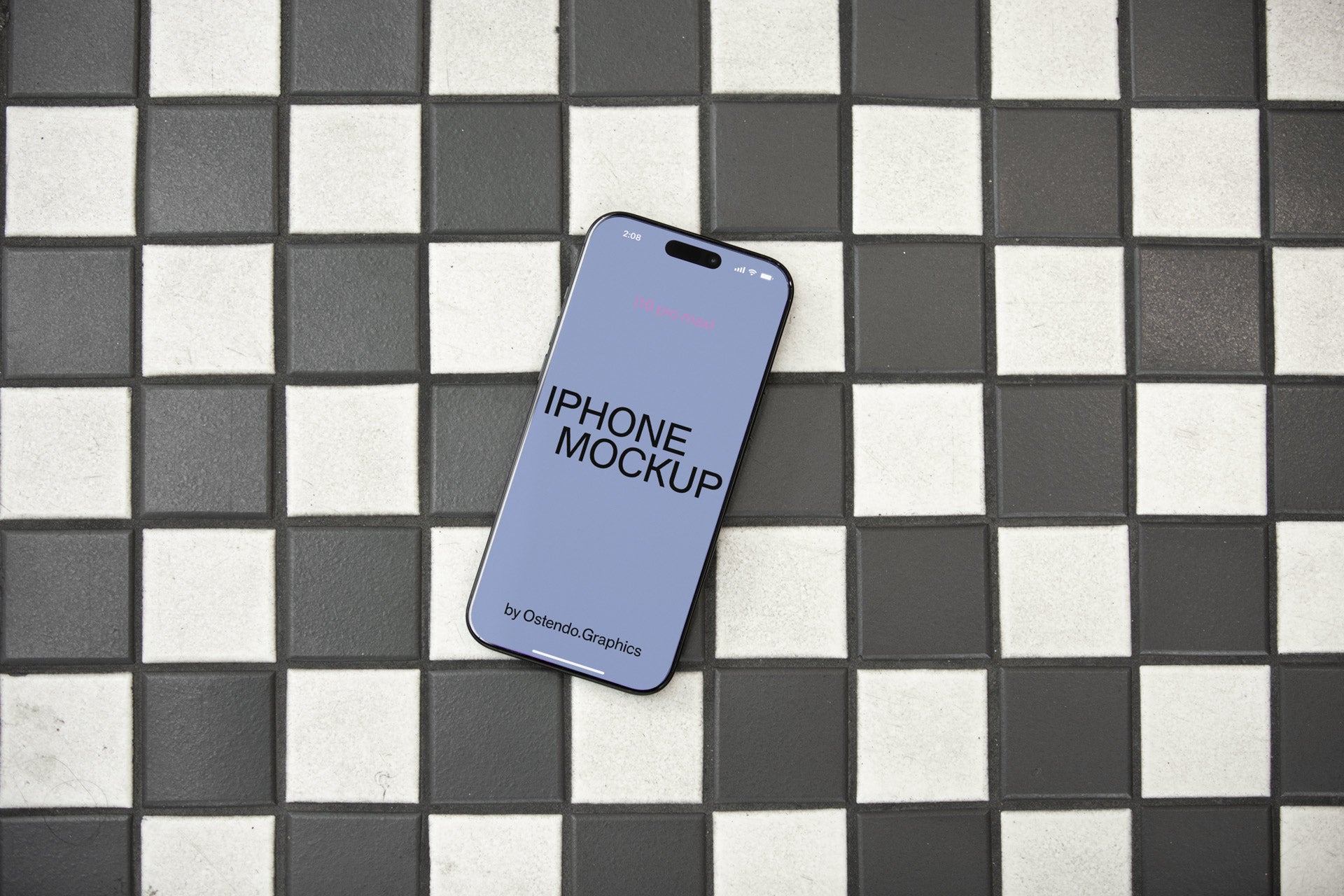 DD29 iPhone 16 Pro Max Mockup on a Checkered Background