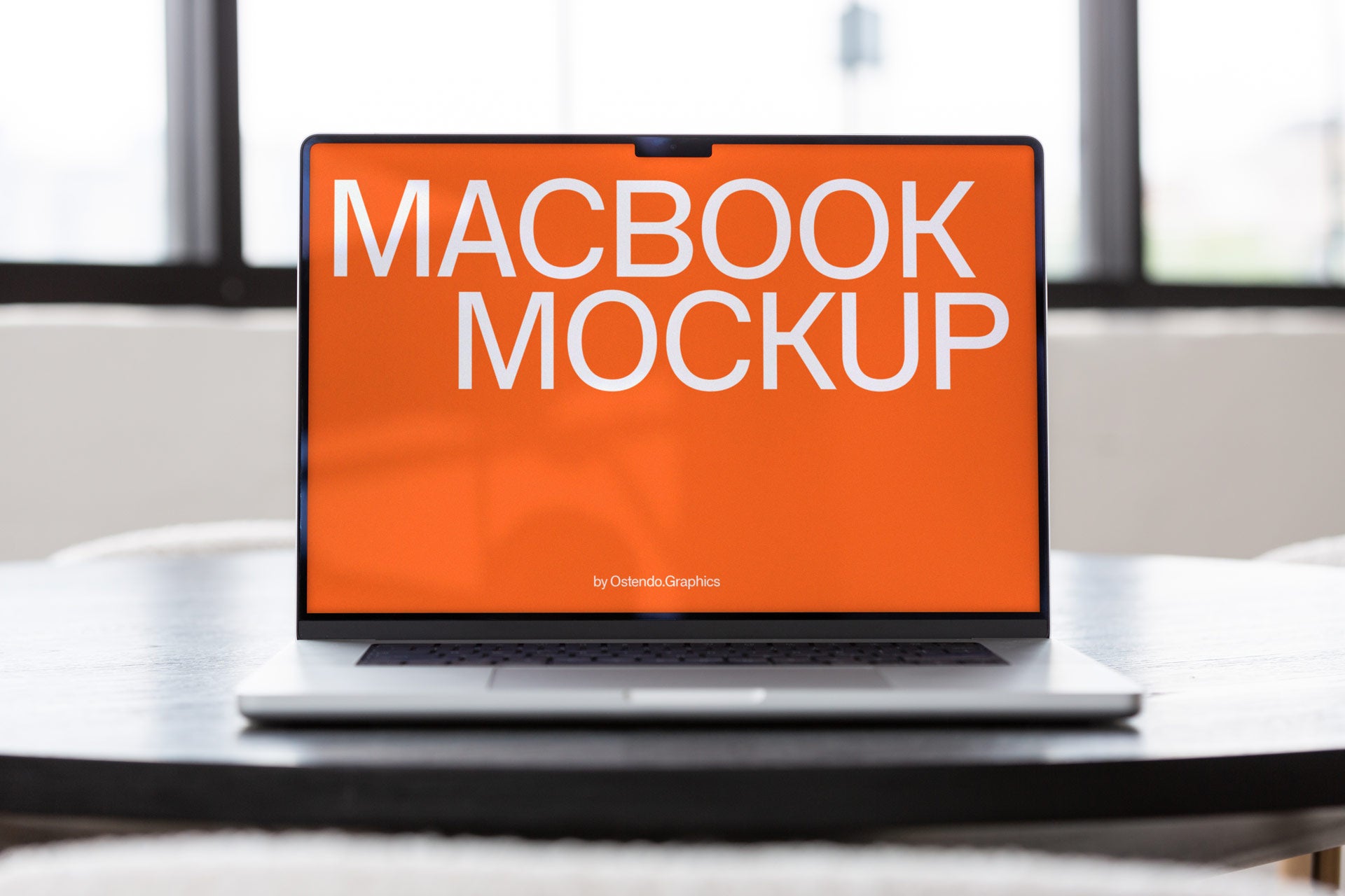 DD57 Macbook Pro Mockup on a Table Top, Hero Image