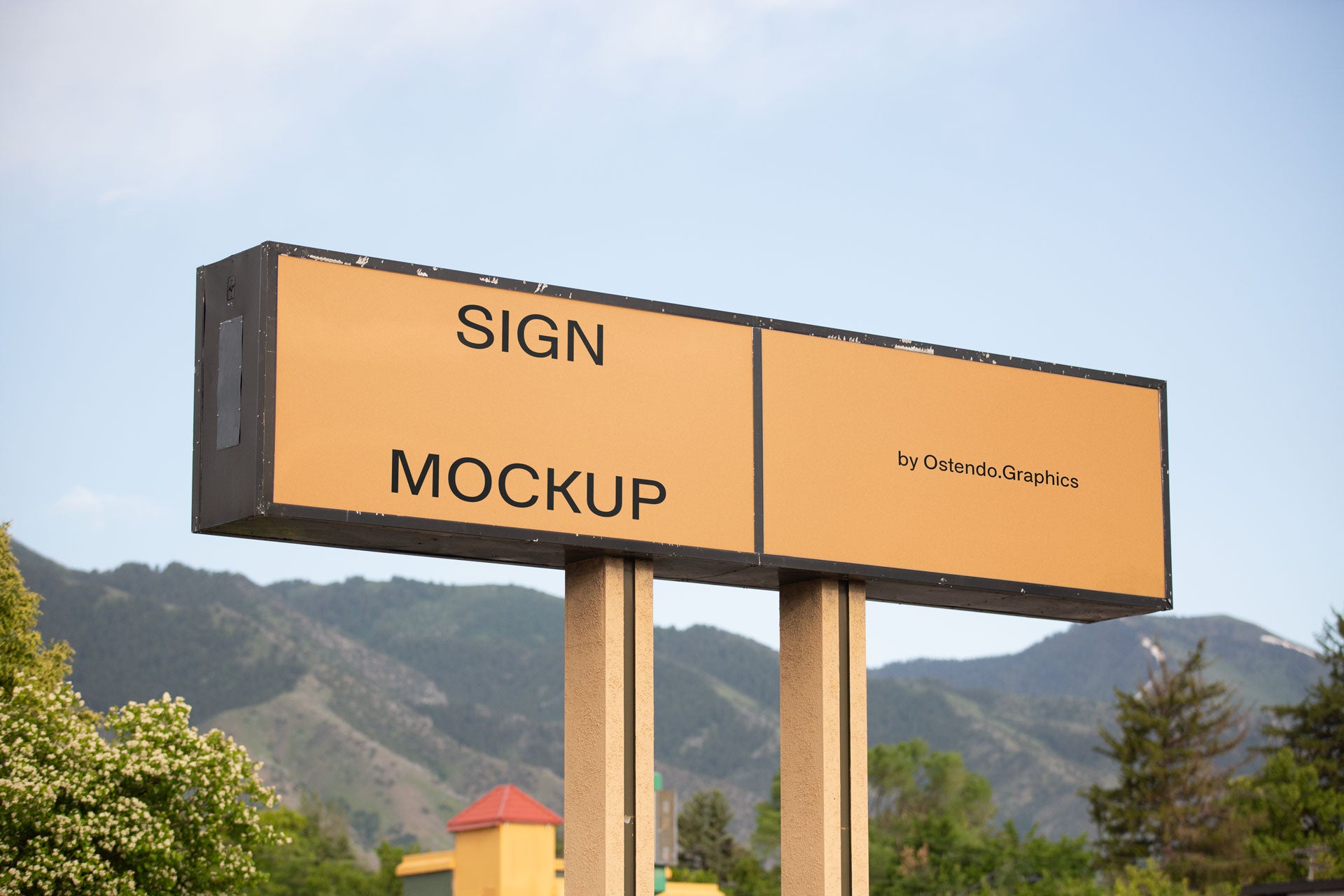 SI20 Outdoor Sign/Billboard Mockup Mountain Skyline
