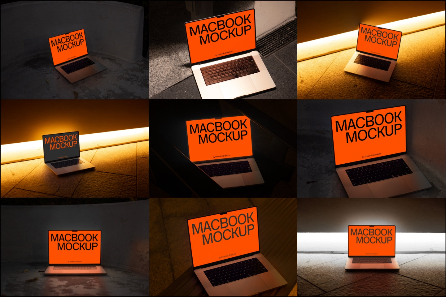 B-DD-V1 (12 MacBook Pro Mockups at Night)